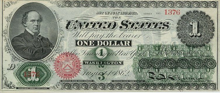 1862年発行のグリーンバック1ドル札
